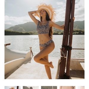WAILEA FLORAL OLIVIA SWIM CROP AND HIPSTER BOTTOMS